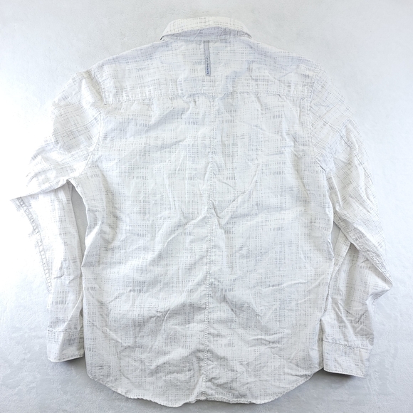 Calvin Klein Jeans White Gray Pattern Regular Fit Size L Dress Shirt 23878 - Picture 6 of 6